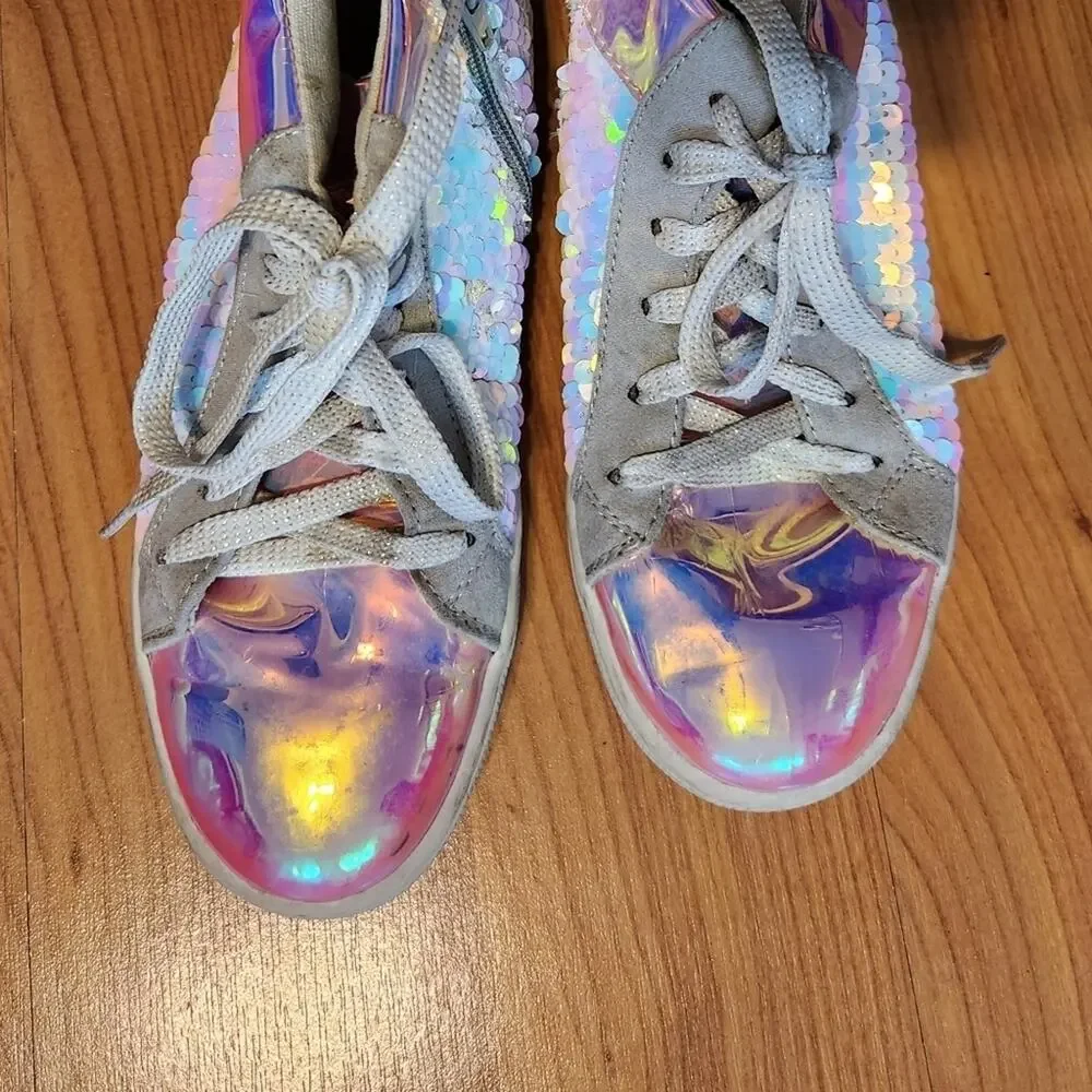 Justice Girls Sneakers sz6 Sequin EUC
